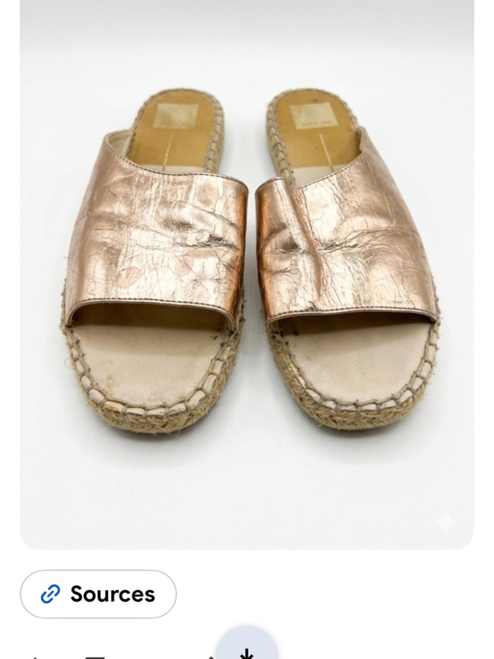 Dolce Vita Metallic Rose Gold Slide Espadrille Mules